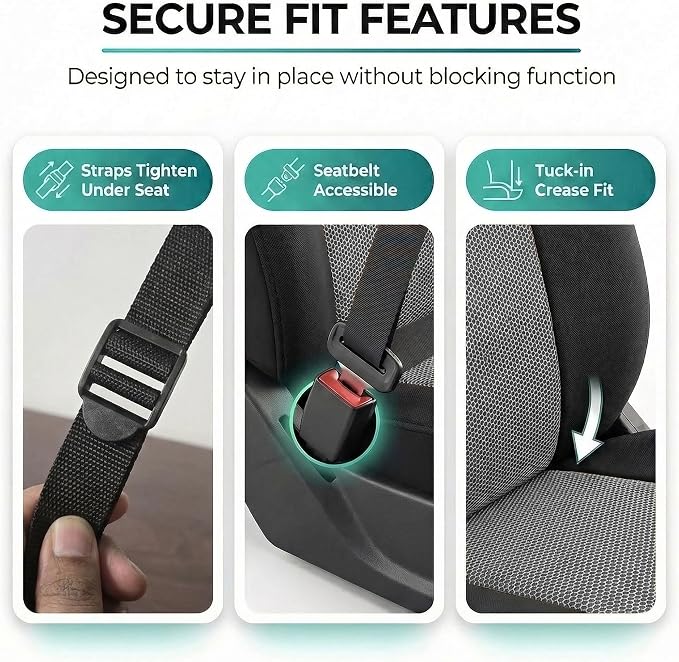 FH Group Automotive Full Car Seat Covers for SUV, Trucks, Sedan and More - Universal Fit Front High Back & Rear Solid Bench Design Interior Accessories - 3D Air Mesh Fabric Center Panel - Gray