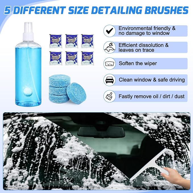 Nilight 37PCS Car Detailing Kit Auto Cleaning Tools Wash Set with Storage Carry Bag Home Use for Interior Exterior Deep Clean Car Care Windshield Dashboard Seat Air Vents Wheels Tires, Blue