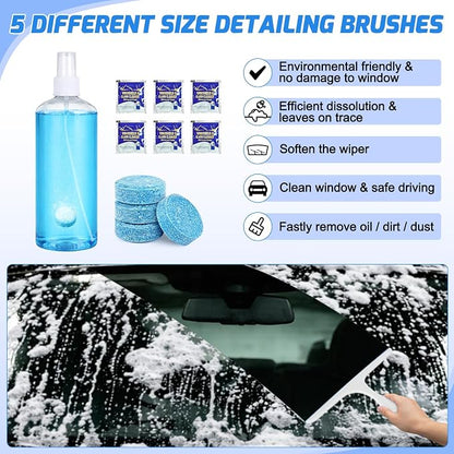 Nilight 37PCS Car Detailing Kit Auto Cleaning Tools Wash Set with Storage Carry Bag Home Use for Interior Exterior Deep Clean Car Care Windshield Dashboard Seat Air Vents Wheels Tires, Blue