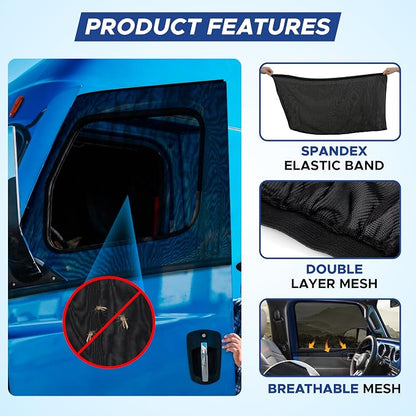 EcoNour Truck 2-Pack Side Window Shade | Stretchable & Breathable Mesh Privacy Blackout Sunshade for Semi Truck - Kenworth T680 / Peterbilt 589, Peterbilt 579 (XXXL 30" x 48")