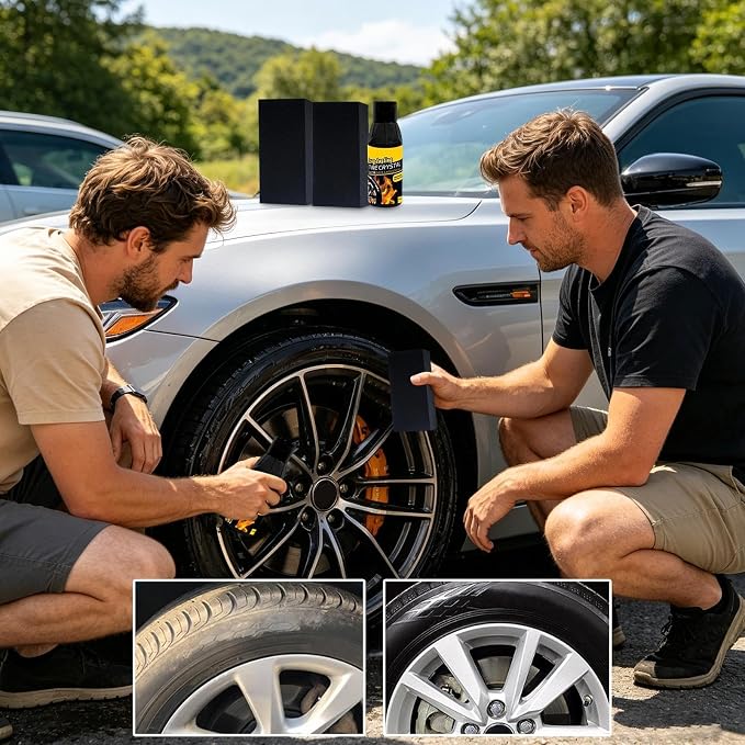 Tire Coating - 100ml Wheel Coating with Sponge | Quick Protective Long Lasting Tire Shine for SUV Looking Like New Truck Motorcycle Rv Long-Lasting Bright Luster Protection Blackening