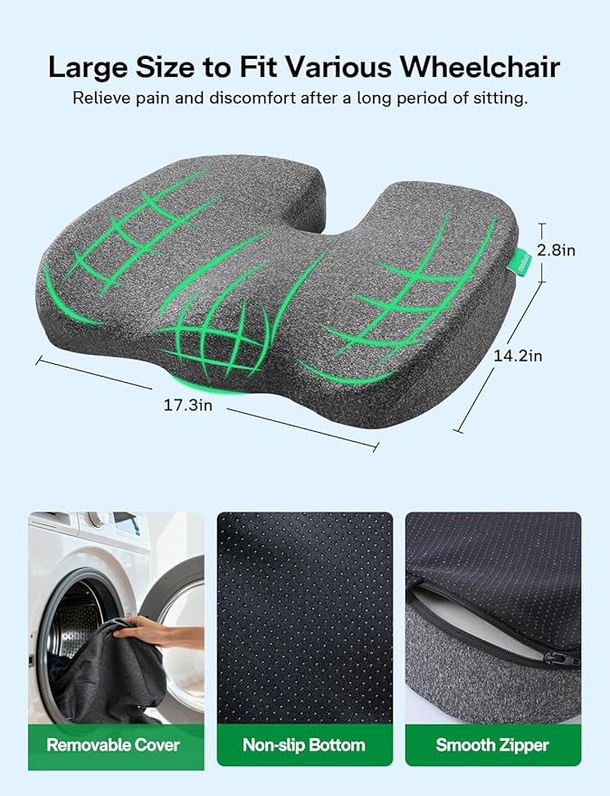Medisana Gel Wheelchair-Seat-Cushions for Pain Relief, GC 100 Cooling-Cushions for Tailbone, Sciatica, Back & Hip Support and Pressure Sore, Ergonomic Office Chair Cushion for for Seniors and Adults