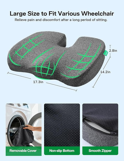 Medisana Gel Wheelchair-Seat-Cushions for Pain Relief, GC 100 Cooling-Cushions for Tailbone, Sciatica, Back & Hip Support and Pressure Sore, Ergonomic Office Chair Cushion for for Seniors and Adults