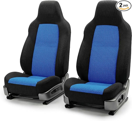 FH Group Automotive Car Seat Covers Blue Interior Front Seats Only Accessories High Back Combo Classic Cloth Car Seat Cover Front Set Universal Fit Cars Trucks and SUV Car Interior Accessories