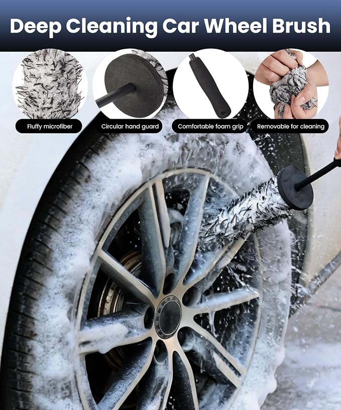 9Pcs Wheel Brush, Tire Brushes for Cleaning Tires, Durable Rim Brush & Car Wheel Brushes for Cleaning Wheel and Tire, Car Detailing Brush for Cars, Trucks, RVs, Motorcycles, Room, Corner