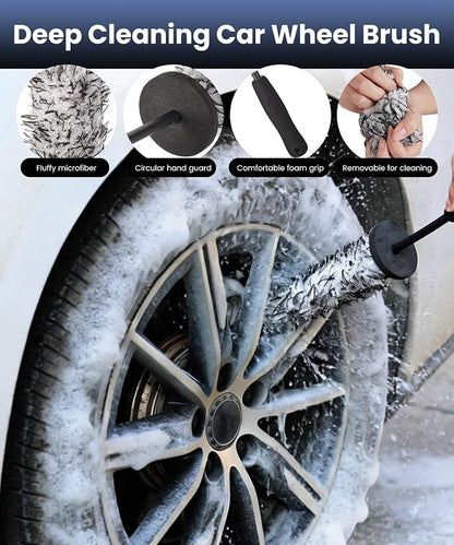 9Pcs Wheel Brush, Tire Brushes for Cleaning Tires, Durable Rim Brush & Car Wheel Brushes for Cleaning Wheel and Tire, Car Detailing Brush for Cars, Trucks, RVs, Motorcycles, Room, Corner