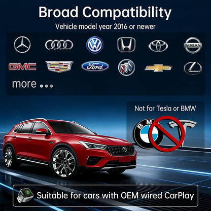 Wireless CarPlay Adapter for iPhone 2026 Upgrade, OEM-Level Stability with Lightning-Fast Instant Connection, One-Tap Device Switching, Ultra-Compact Design, for Cars with Factory Wired CarPlay