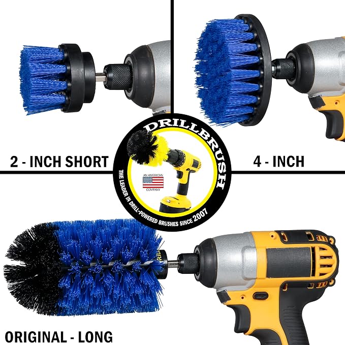 Blue Medium Stiffness Boat Brush Cleaning Set - Pool Liner Cleaning Tools Supplies - Pool Cleaner - Professional Aquarium Cleaner Set - Car Wash Detailing and Scrubbing Brush Kit – Boat Scrubber
