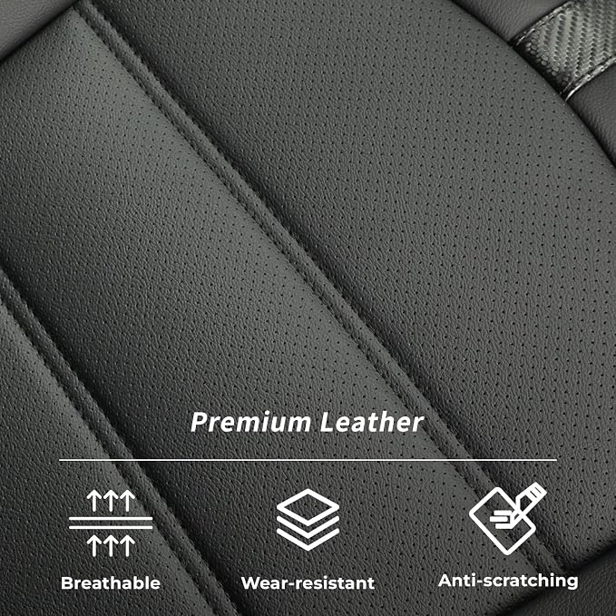 coverdream Tacoma Seat Covers Full Set for 2016-2023 Toyota Tacoma Double/Crew Cab SR,SR5,TRD Off Road,TRD Pro,TRD Sport,Limited Pickup,Waterproof Leather Car Seat Protector(Black & Carbon Fiber)