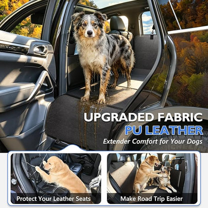 Back Seat Extender for Dogs - Hard Bottom Dog Car Seat Cover for Back Seat, Waterproof Backseat Pet Travel Cover, Anti Scratch Dog Hammock for Car SUV Sedan, Black