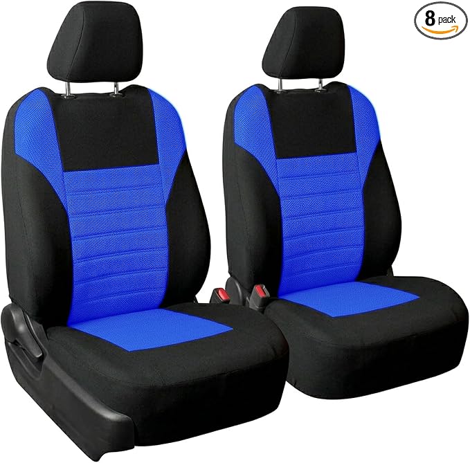 FH Group Automotive Car Seat Covers Front Set Premium 3D Air Mesh Front Seat Covers, Airbag Compatible Universal Fit Interior Accessories for Cars Trucks and SUVs - Blue