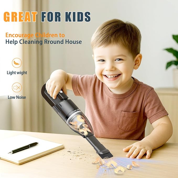 Handheld Car Vacuum Portable Cordless, Dust Buster Rechargeable High Power Suction, Mini Hand Held Vacuum Cleaner with Washable HEPA Filter, Multi-Nozzles, Lightweight Hand Vacuum for Car Home Office