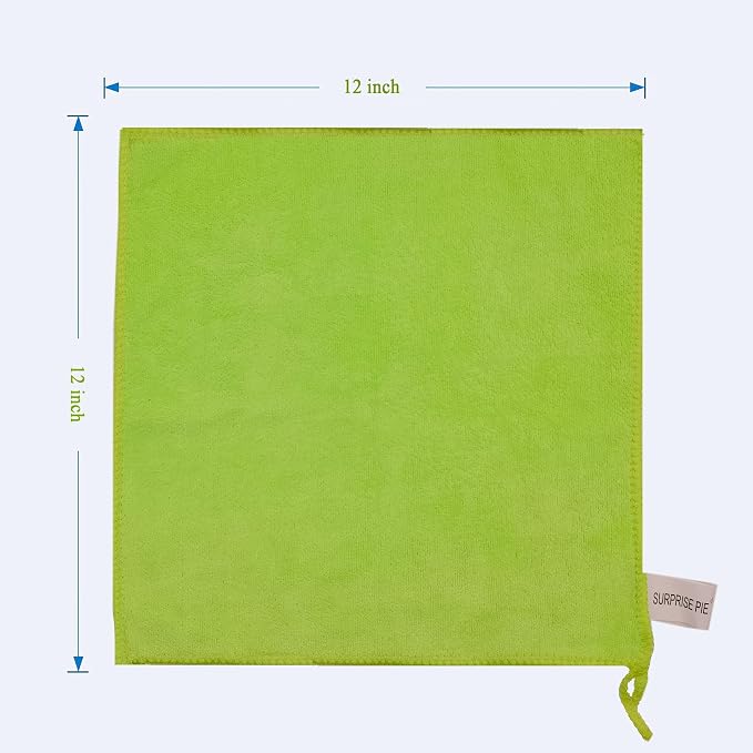 Reusable Thick Microfiber Cleaning Cloths Pastel Kitchen Towels for Window Cleaner, Auto Detailing Supplies Washcloth Polishing Rags, Wiping Appliances(12"x12") Green12 Pack