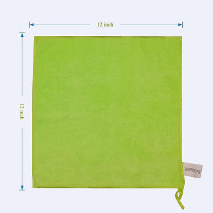 Reusable Thick Microfiber Cleaning Cloths Pastel Kitchen Towels for Window Cleaner, Auto Detailing Supplies Washcloth Polishing Rags, Wiping Appliances(12"x12") Green12 Pack