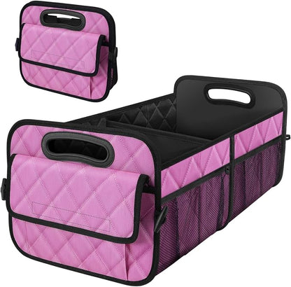 Deosk Car Trunk Organizer for SUV, Car Organizers and Storage with Reinforced Handles, Car Accessories for Women/Men 50L Waterproof Polyester Trunk Organizer(Medium,Pink)