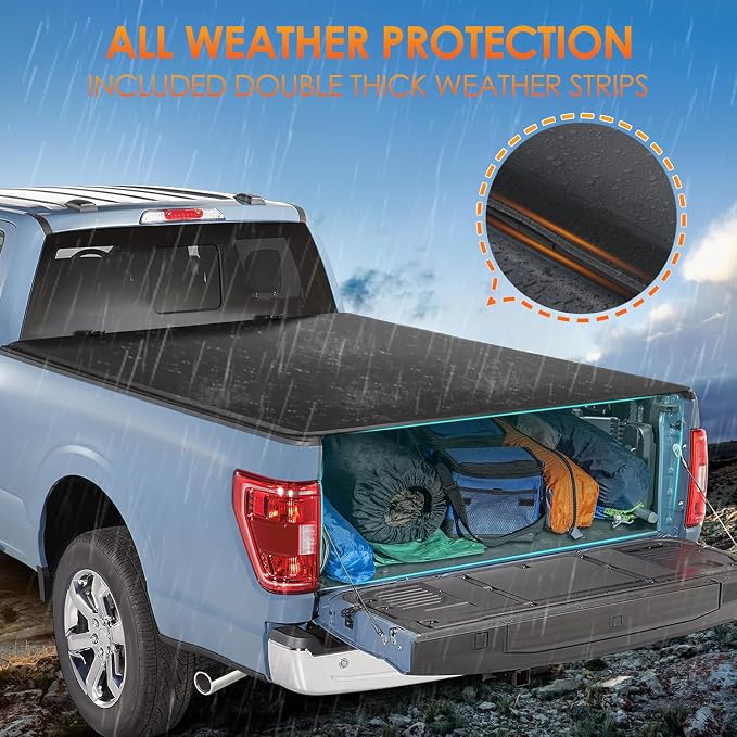 Nilight Soft Tri-fold Truck Bed Tonneau Cover Compatible with Ford F150 2015-2026, All-Weather Low Profile Cargo Protection-6.5ft