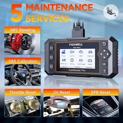 FOXWELL NT614 Elite OBD2 Scanner for DIY Mechanics, Upgrade of NT604, 4 System Diagnostic Tool with 5 Resets (ABS Bleeding, EPB, Oil, SAS, Throttle), Read/Clear Engine/ABS/SRS/Transmission Fault Codes