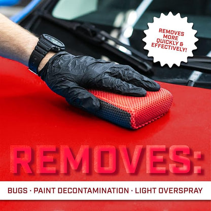 The Rag Company P & S Professional Detail Products - Reset Clay Scrubber - Easily Cleans Painted Surfaces, Debris, and Road Grime Quickly and Efficiently Red/Black - 2-Pack