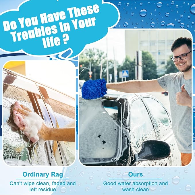 Toulite 16 Pcs Car Wash Mitt Chenille Microfiber Wash Mitt Double Sided Glove Cleaning Drying Mitts (5.91 x 9.06 Inch,Bright Colors)