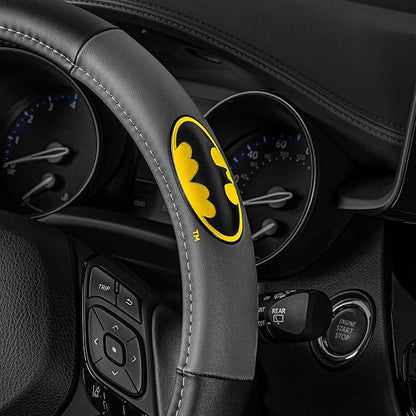 Warner Bros DC Comics Batman Steering Wheel Cover - Ergonomic Grip, Universal Size 14.5-15.5 in, Protects and Insulates Your Wheel, Car Accessories for Car, Truck, Van, SUV