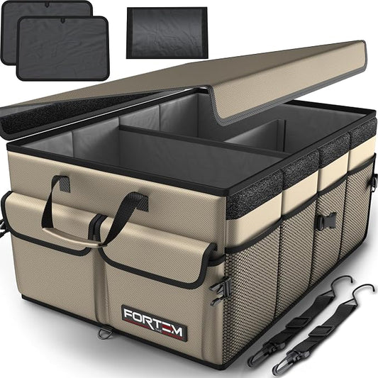 FORTEM Trunk Organizer For SUV Car Trunk Organizer, Foldable Storage, Car Accessories for Women Men, Collapsible Bag, 600D Oxford, Non Slip Bottom, Straps, Soft Cover (50L)