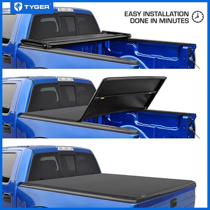 Tyger Auto T3X Soft Tri-Fold in Fabric Truck Bed Tonneau Cover Compatible with 2024-2025 Ford Ranger | 5' (61") Bed | TG-BC3F1205X