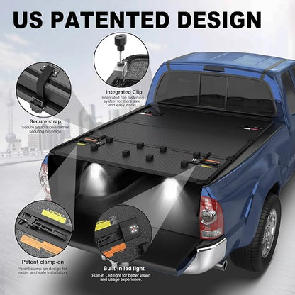 KUIPERAUTO 5FT Tri Hard Truck Bed Tonneau Cover Compatible for 2024 2025 2026 Toyota Tacoma Extra Short Bed 5FT Bed On Top Aluminum Bed