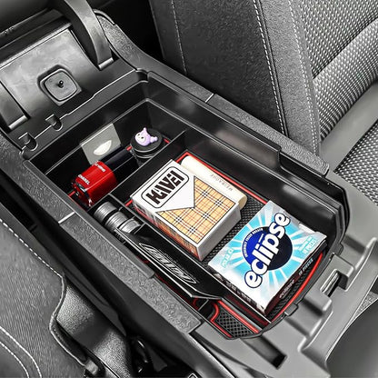 HGWEI Center Console Organizer Compatible with GMC Terrain 2018-2024 Interior Accessories Terrain SL/SLE/SLT/AT4/Denali Middle Insert Tray Armrest Storage Box with Coin Holder (NOT FOR 2025-2026) Red