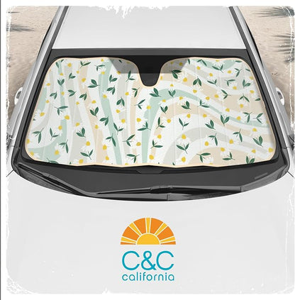 Carbella Sage Floral Car Windshield Sun Shade - Sun Visor Sunshade for Car Windshield - Window Shades for Cars, SUV & Truck - Dash Cover UV Protection for Front Window Shade Accessories - 57" x 27"