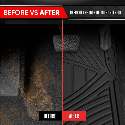 Motor Trend 3 Row Odorless Rubber Floor Mats & Liners for Car SUV Van, Durable Heavy Duty Polymerized Latex Full Interior Protection, Extra-High Ridgeline Design, Black, Model Number: MT-773-801-BK