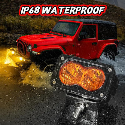 LED Pods Amber 3 Inch Off Road Driving Cube Pod Light LED Ditch Work Light Bar Bumper Backup Lights for Truck Pickup ATV UTV SUV 4x4 Motorcycle Boat