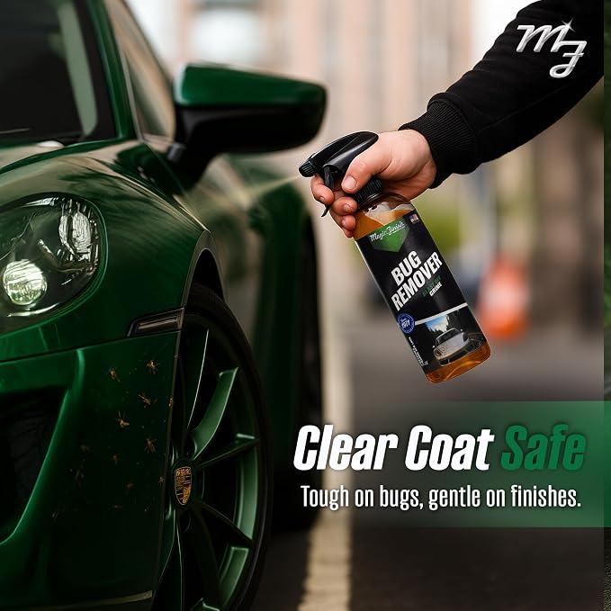 Magic Finish Car Bug Remover Spray (16 fl oz) – Fast-Acting Spray for Road Grime and Organic Residue – Car Cleaning Supplies for Paint, Glass, Plastic & Chrome