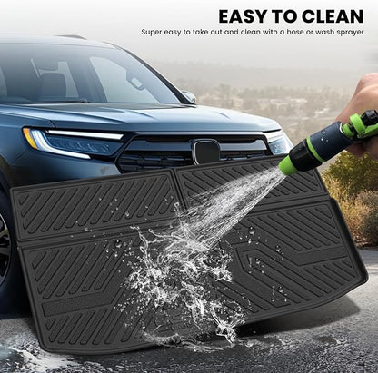 LASFIT Trunk Mat & Backrest Mats for 2022-2025 Mitsubishi Outlander (Not Fit PHEV or Sport Models), Custom Fit Full Coverage TPE All-Weather Cargo Liner for Mitsubishi Outlander Accessories, Black