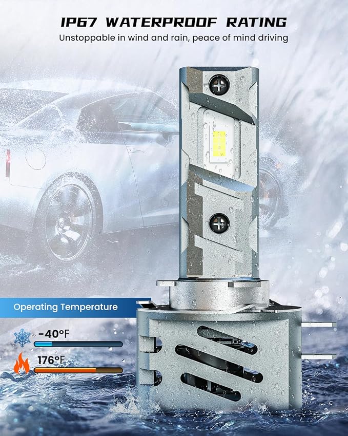 FRANXI H11B Bulbs, 60W Super Bright Fog Lights, 6000K Cool White Accessory Light, 1:1 Design with Cooling Fan, Plug and Play, Pack of 2