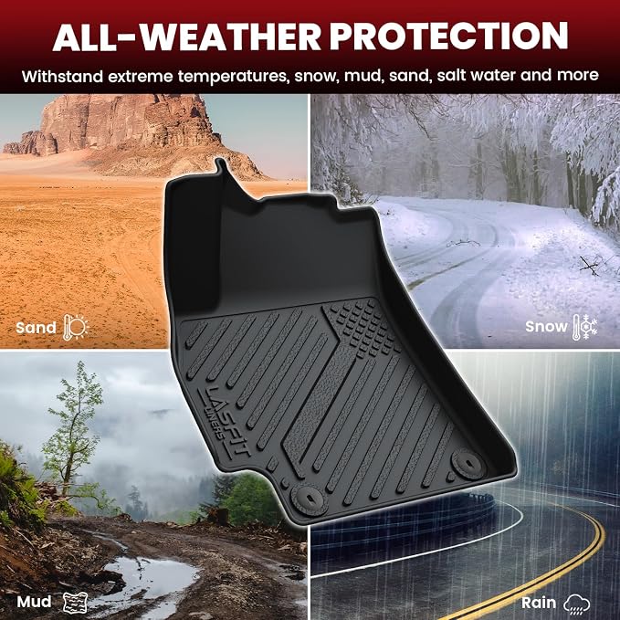 LASFIT Floor Mats & Cargo Mat for Kia K4 2026 2025 All Weather TPE Custom Fit Floor Liner 1st & 2nd Row Full Set Car Mats and Trunk Mat Accessories, Black