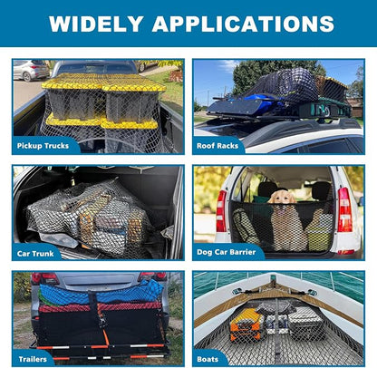 Cargo Net for Pickup Truck Bed, Highly Elastic Truck Bed Cargo Net, 4' X 4' Stretchable to 8' X 8', Cargo Mesh Organizer, for Daily Light Loads of Trucks