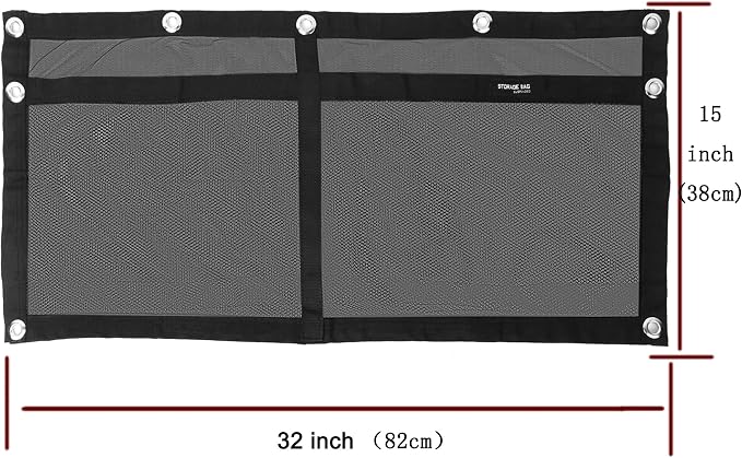 Upgrade Boat Storage Bag,Mesh Suspended Storage Organizer, Cargo Net Pocket Organizer Pouch Bag,Boat,Truck SUV Travel Long Road Trip Camping Interior Accessories with 6 pcs Elastic Ring(32 INCH)