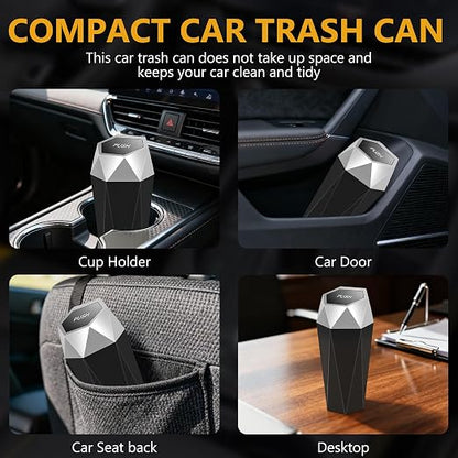 Car Trash Can with Lid - 2-Pack, Interior Accessories for Vehicles, Leakproof Garbage Can with 30 Detachable Trash Bags, Multipurpose Organizers and Storage Solutions for Home and Office
