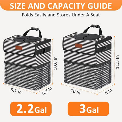 Vankor Car Trash Can for Car Cute, Bag Bin Hanging Waterproof Automotive Garbage Cans Leak Proof Vehicle Trash Can Stripe