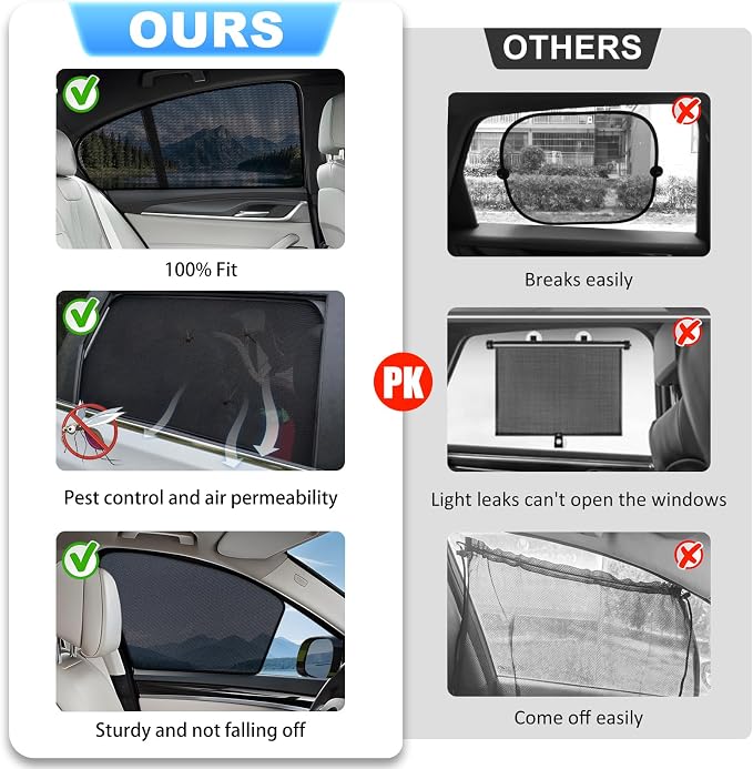 XCBYT Car Window Shades - 4 Pack 2018-2024 Toyota Camry Sunshade Side Window Sun Shade with Breathable Mesh, Insulate Heat and UV Rays, Protect Privacy, Safe Driving for Sleep Camping Breastfeeding