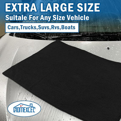 HOMEXCEL Professional Large Microfiber Car Drying Towels 2 Pack, Lint Free, Scratch Free, Highly Absorbent Drying Towel for Cars, SUVs, RVs, Trucks, and Boats,31" x 24", Black
