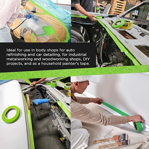 Dura-Gold Green Automotive Masking Tape 3/4, 1-1/2, 2 Inch (0.7", 1.41", 1.88" x 55 Yards), 1 Roll Each - High-Performance, Heat Resistant - Auto Refinish Painting Car Detailing Autobody Painters Tape