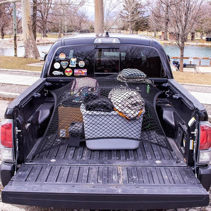 Highly Elastic Cargo Net, Simple Truck Bed Cargo Mesh Organizer, Suitable for 5ft - 6ft Standard Bed Trucks, 4'x4' Stretches to 7'x7' (Single Layer)