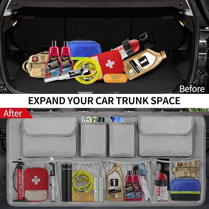 Car Trunk Organizer and Storage, Large Capacity Backseat Hanging Storage Accessories, Backseat Car Organizer for SUV/MPV/Truck (Dimgrey)