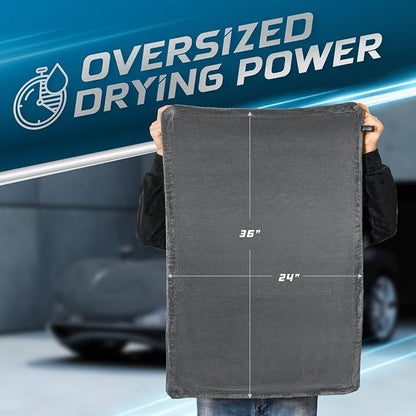 Car Drying Towel 24"x36" 1400GSM Edgeless Microfiber Towel, Ultra-Absorbent Auto Detailing Towel with Twisted-Loop Fiber Design, Streak Free, Lint Free Drying for Cars, SUVs, & Trucks