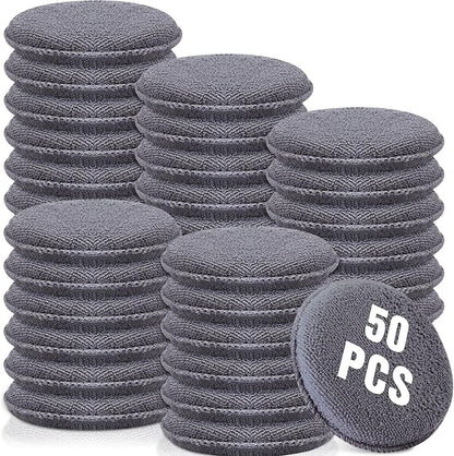 Tanlade 50 Pcs Car Detailing Microfiber Applicator Pad Wax Applicator Wash Microfiber Pads, 5 Inch Diameter (Grey)