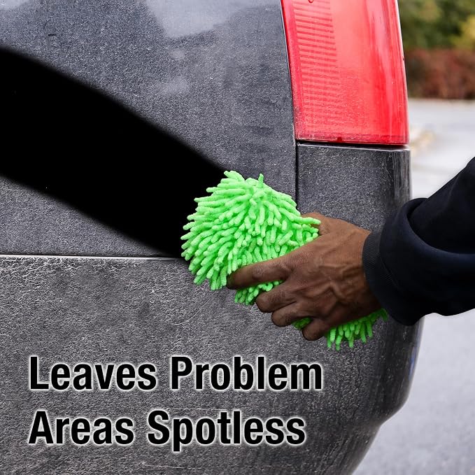 Eurow Detailer’s Preference Microfiber Car Wash Sponge for Auto Detailing, RV, Boat, Motorcycle, Double-Sided with Chenille and Scour Scrubber, Scratch-Free, Lint-Free, Super Absorbent, Reusable