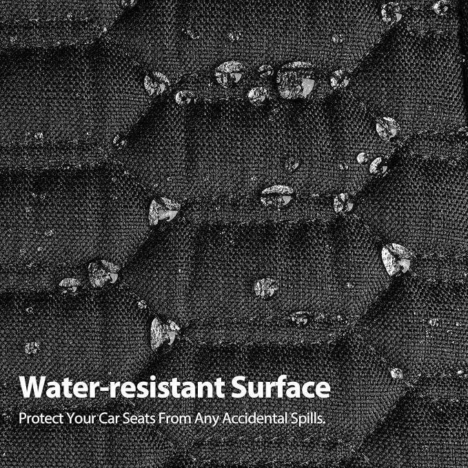 CAR PASS 3D Foam Linen Leather Car Seat Covers Front Seats,Piping Quilting Water Resistant Linen Front Seat Covers for Car,Universal Fit for SUV Truck Sedan Automotive,Armrest Airbag Compatible,Black