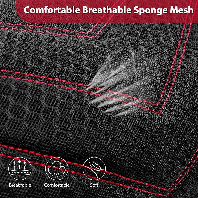 CAR PASS 3D Foam Mesh Leather Car Seat Covers Front Seats, Breathable Front Seat Cover for Cars, Comfortable Universal Fit for SUV Truck Sedan Automotive Anti-Slip Airbag Compatible, Black and Red