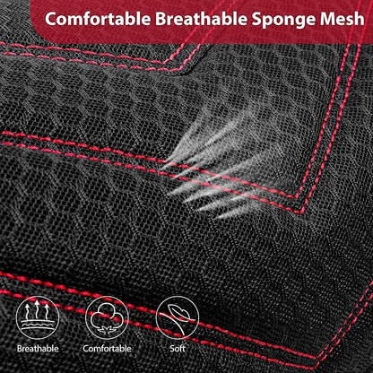 CAR PASS 3D Foam Mesh Leather Car Seat Covers Front Seats, Breathable Front Seat Cover for Cars, Comfortable Universal Fit for SUV Truck Sedan Automotive Anti-Slip Airbag Compatible, Black and Red